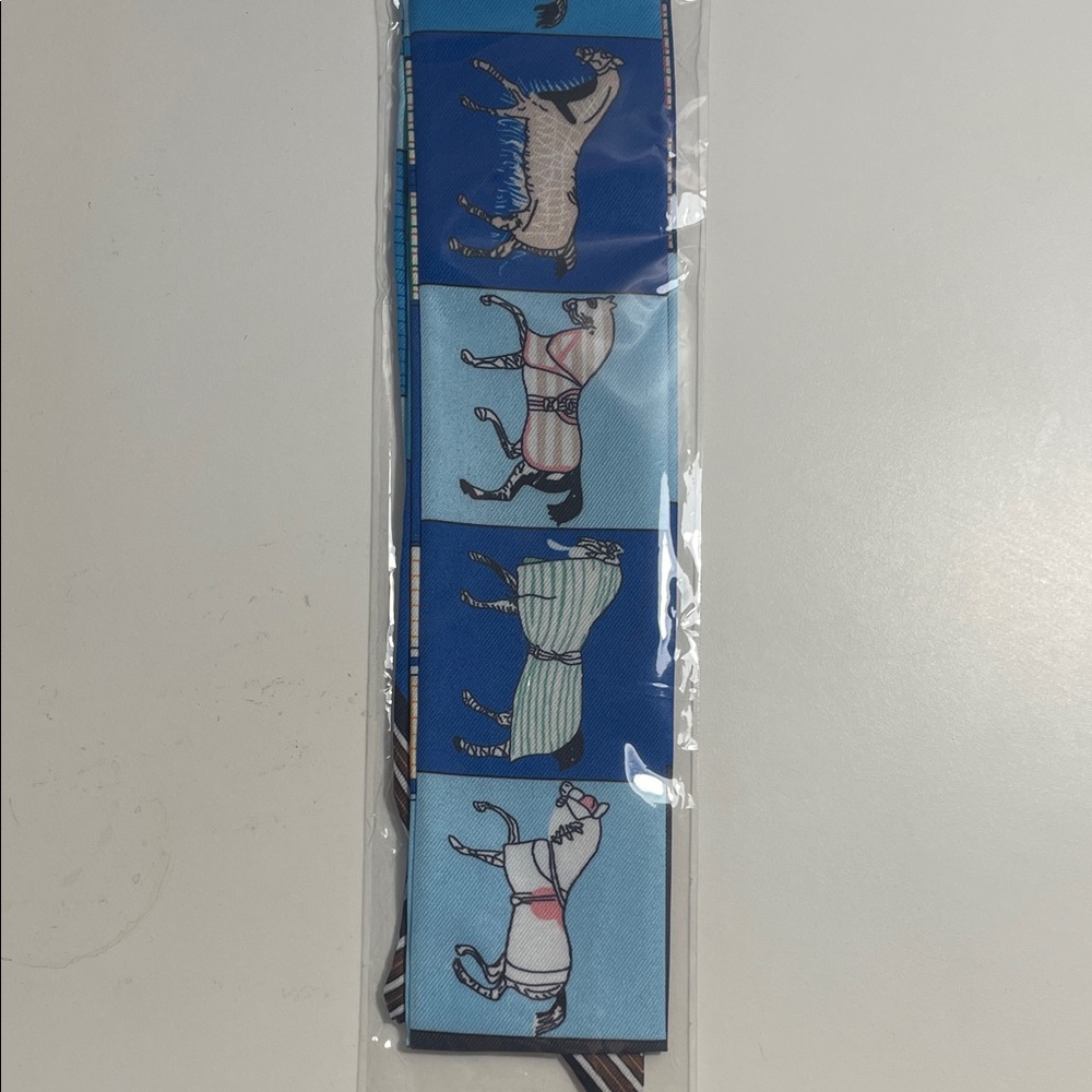 Blue Scarf with Horse Motif